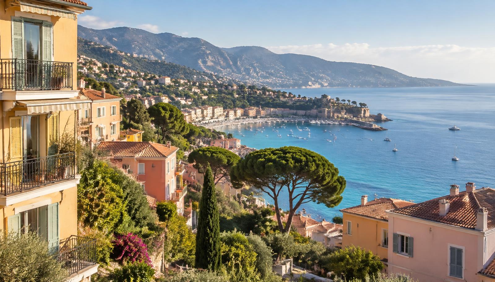 Côte d’Azur vue depuis un quartier résidentiel en hauteur